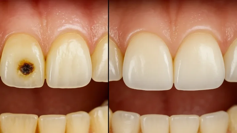 How I Reversed My Cavity Without Drills—Only Used This Natural Pinch! 4 Before and after visuals of early-stage tooth decay reversal using natural remedies